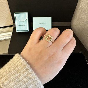 Tiffany & Co. 18k Yellow Gold Buckle Ring w/ diamonds